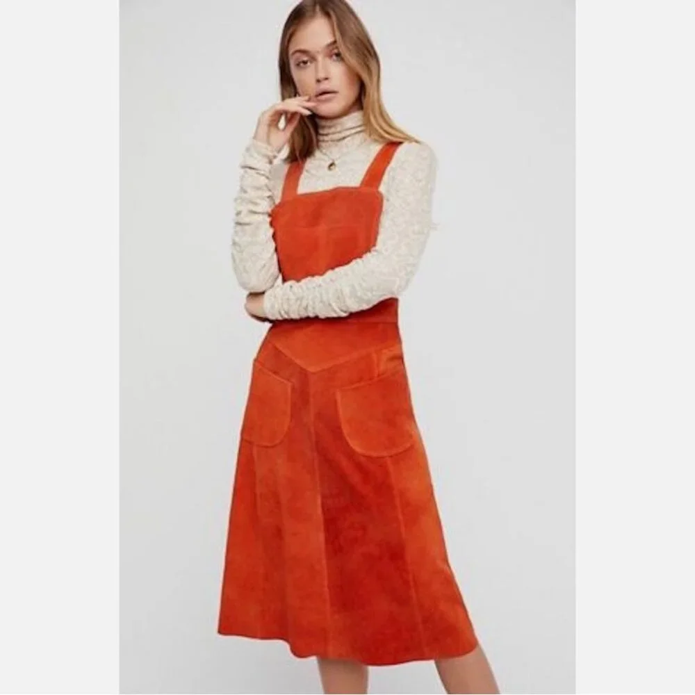 NWOT Free People Suede Apron Dress